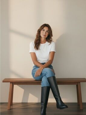 Candess Black Knee-High Riding Boots